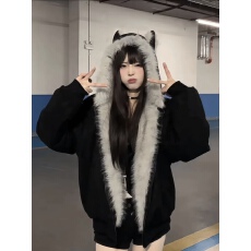 批发座山雕麂皮毛领猫耳朵棉服男女2025冬季新款情侣cleanfit保暖棉衣