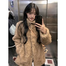 批发小熊心事立领染尖花狐貂皮毛一体女冬季慵懒风休闲环保皮草外套