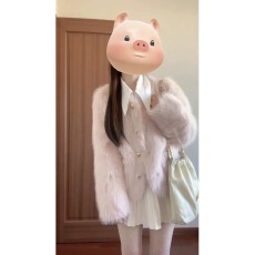 批发皮草女款2025新款可爱小清新粉色毛毛外套女冬季高级感毛茸茸上衣