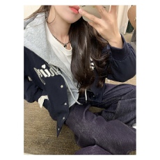 批发藏青色字母棒球服外套女春秋2025新款美式学院风甜酷减龄夹克上衣