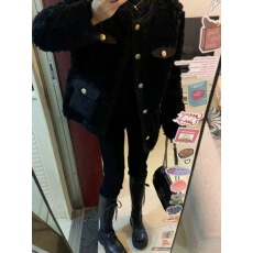 批发<b class='q'>冬</b>季新款高级小香风羊羔毛绒外套女设计韩系气质名媛加厚夹棉棉衣