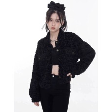 批发2025<b class='q'>秋</b>冬新款羊羔毛加厚夹克大衣高级感短款皮草小香风外套女上衣