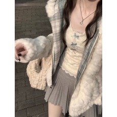 批发韩系奶fufu软糯毛绒绒羊羔毛加厚外套女<b class='q'>秋</b>冬季小熊耳朵小个子上衣