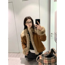 批发毛茸茸外套女冬季时尚韩版2024新款加厚环保皮草牛仔拼接毛绒上衣