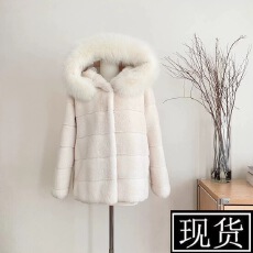 批发环保貂绒皮草外套女连帽中长款2025<b class='q'>秋</b>冬季新款狐狸毛领毛毛绒大衣