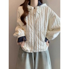 批发复古连帽压格拼接短外套女<b class='q'>欧洲站</b>2025秋装新款欧货时尚夹克上衣潮