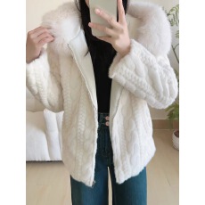 批发韩系软糯毛茸茸环保皮草白色连帽大衣外套女<b class='q'>秋</b>冬保暖宽松毛绒棉衣