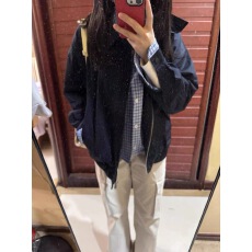 批发撞色拼接假两件<b class='q'>外套</b>女春秋2025新款美式复古宽松<b class='q'>情侣</b><b class='q'>翻领</b>开衫夹克