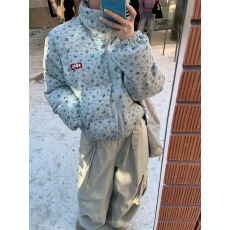 批发2025冬季美式甜美小碎花棉衣女装小个子短款加厚棉袄秋冬外套