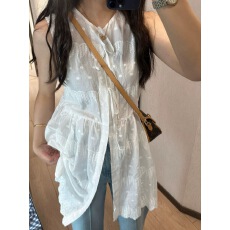 批发法式系带刺绣罩衫背心<b class='q'>裙</b>女2025夏季新款甜美宽松韩系内搭<b class='q'>裙</b>子上衣