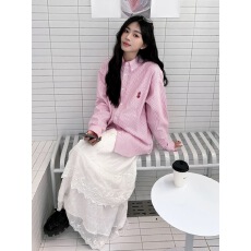 批发日系复古vintage条纹兔子长袖<b class='q'>衬衫</b>女宽松设计感小众洋气减龄外套