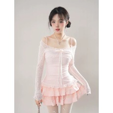 批发甜辣纯欲芭蕾风显瘦收腰连衣裙女2025春夏新款上衣两件套<b class='q'>装</b>蛋糕裙