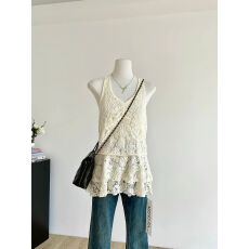 批发温柔风蕾丝韩版吊带女黑色蕾丝无袖背心夏季高腰休闲上衣新款遮肉