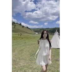 批发纯色系带蝴蝶结宽松褶皱上衣慵懒海边度假风气质显瘦裙裤套<b class='q'>装</b>女夏