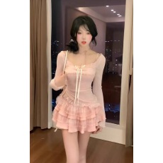 批发甜辣纯欲芭蕾风显瘦收腰<b class='q'>连衣裙</b>女2025春夏新款上衣两件套装蛋糕裙