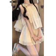 批发纯色系带蝴蝶结宽松褶皱上衣慵懒海边度假风气质显瘦裙裤套装女<b class='q'>夏</b>