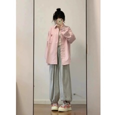批发日系复古vintage条纹兔子长袖衬衫女宽松设计感小众洋气减龄外套
