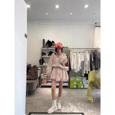 批发粉色短款上衣花苞裙<b class='q'>套装</b>女夏季甜美穿搭一整套防晒衣半身裙两件套