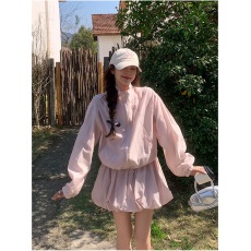 批发粉色短款上衣花苞裙<b class='q'>套装</b>女夏季甜美穿搭一整套防晒衣半身裙两件套