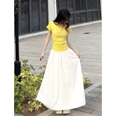 批发白色<b class='q'>半身裙</b>女夏薄2026新爆款高个子长款a字垂感半裙百搭小白裙子