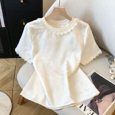 批发新中式国风提花高端真丝桑蚕丝T恤女2026夏新款休闲百搭短袖<b class='q'>上衣</b>