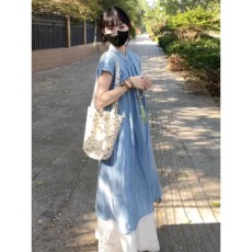 批发新中式国风连衣裙女夏新款松弛感禅意<b class='q'>旗袍</b>改良复古气质裙子中长款