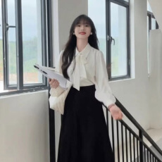 批发已出货 蝴蝶结<b class='q'>衬衫</b>女设计感小众新款春秋别致高级感长袖<b class='q'>OL</b>上衣