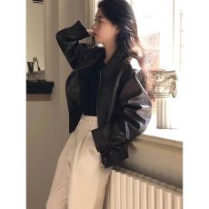 批发已出货 短款黑色皮衣外套女2025年<b class='q'>春</b>秋新款酷飒风机车气质复古