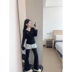 批发已出货 <b class='q'>莫代尔</b>人棉黑色长袖针织衫女内搭蕾丝背心早秋新款