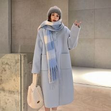 批发已出货 秋冬新款尼斯情书毛呢翻领设计呢子外套女气质<b class='q'>宽松</b>大衣女