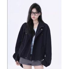 批发已出货 复古潮牌工装夹克上衣立领女秋冬季<b class='q'>宽松</b>设计感廊形<b class='q'>外套</b>女