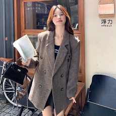批发已出货 美拉德毛呢西装外套女小个子夹棉秋<b class='q'>冬</b>新款宽松呢子西服