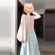 批发已出货 法式粉色长袖<b class='q'>连衣裙</b>子女早秋季2025新款气质长裙套装