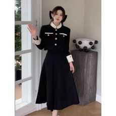 批发已出货 秋天撞色立领小香风<b class='q'>套装</b>裙两件套气质成熟御姐<b class='q'>套装</b>裙子<b class='q'>女</b>