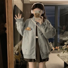 批发已出货 小熊棒球服外套女2025<b class='q'>春秋</b>新款小众设计感宽松夹克上衣潮