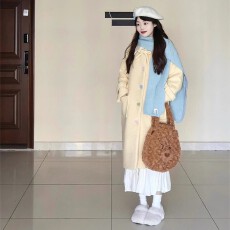 批发已出货 日系甜美风<b class='q'>翻领</b>毛呢外套女2025冬季中长款气质呢子大衣