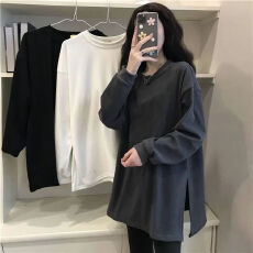 批发已出货 德绒面料 内搭保暖打底<b class='q'>衫</b>设计感小众百搭开叉上衣