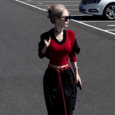 批发已出货  随心裁<b class='q'>莫代尔</b>260克1*1 V领撞色假两件长袖<b class='q'>t</b><b class='q'>恤</b>女装上衣