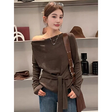 批发已出货 随心裁<b class='q'>莫代尔</b>260克1*1 绑带收腰长袖女秋韩系打底上衣