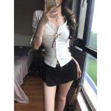 批发已出货  原版面料 法式纯欲polo衫<b class='q'>衬衫</b><b class='q'>短袖</b><b class='q'>t</b><b class='q'>恤</b>女夏季高级感上衣潮