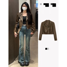 批发已出货 翻领短款pu皮外套女秋冬新款高级感机车炸街小个子皮夹克