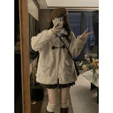 批发已出货 韩系翻领<b class='q'>甜美</b>百搭羊羔毛外套女加棉毛绒绒大衣秋冬加厚