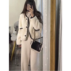 批发已出货 羊羔毛短外套女高级感名媛小香风仿兔毛绒环保皮草<b class='q'>秋</b>冬季