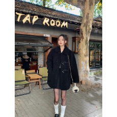 批发已出货 羊羔毛外套女<b class='q'>秋</b>冬女装牛角扣中长款黑色加厚加棉皮草大衣