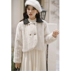 批发已出货 翻领高级感小香风短款外套女小众别致温柔风毛毛减龄上衣