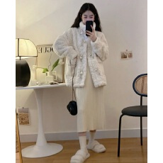 批发已出货 羊羔毛绒绒外套女冬季韩版仿皮草中长款加棉加厚气质大衣