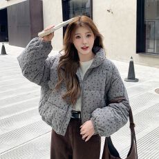 批发已出货 韩系田园风小碎花羽绒棉<b class='q'>服</b>立领小个子保暖女棉衣外套