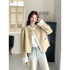 批发已出货 气质名媛<b class='q'>蕾丝</b>拼接羊毛呢子短外套上衣女2025春新款小个子