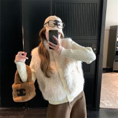 批发已出货 毛茸茸立领<b class='q'>外套女</b>秋冬2025巨好看韩系慵懒高级感坎肩开衫