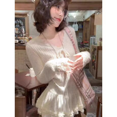 批发已出货 广州原版布料韩系甜美v领花边长袖女打底蕾丝内搭上衣